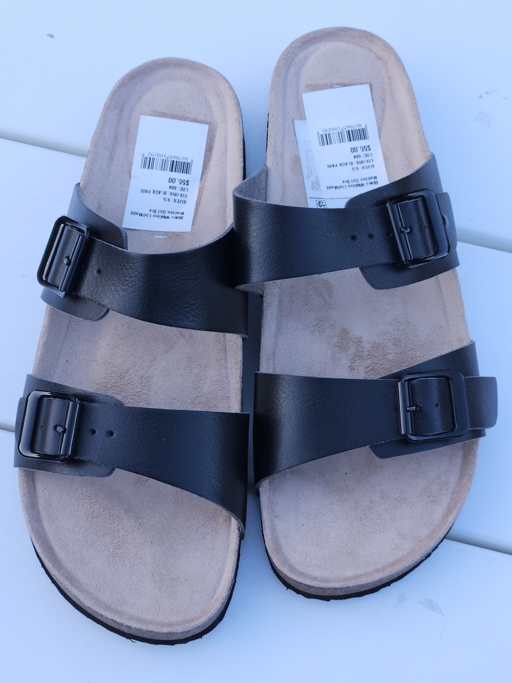 Madden Girl Brando Black Double Buckle Slide Sandals